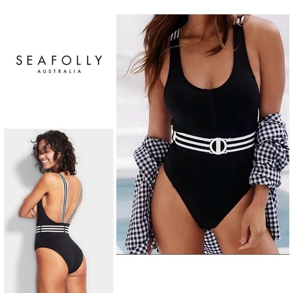Seafolly Belted Black Swimsuit